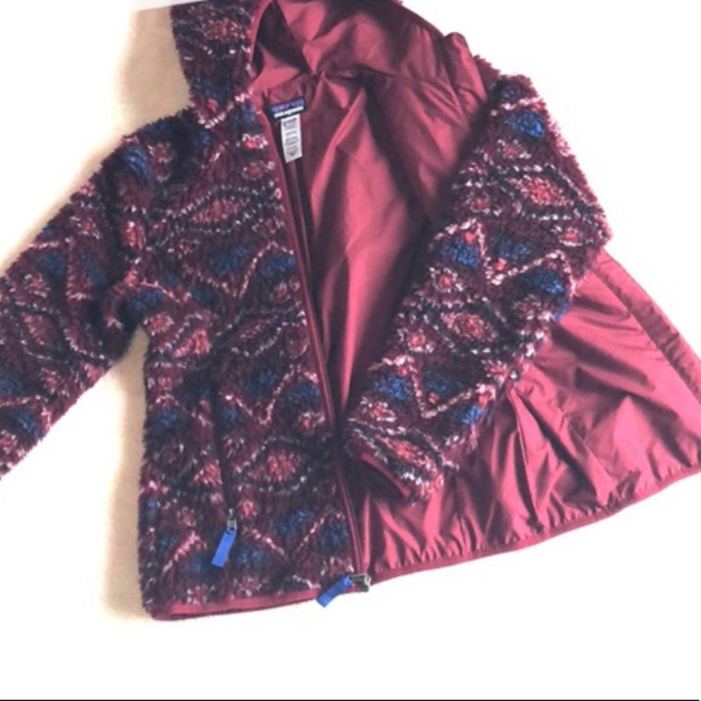 Patagonia Red and Blue Fuzzy Zip Up